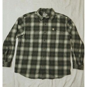 Carhartt Hubbard Flannel Shirt Mens L Heavyweight Plaid Long Sleeve Button Up